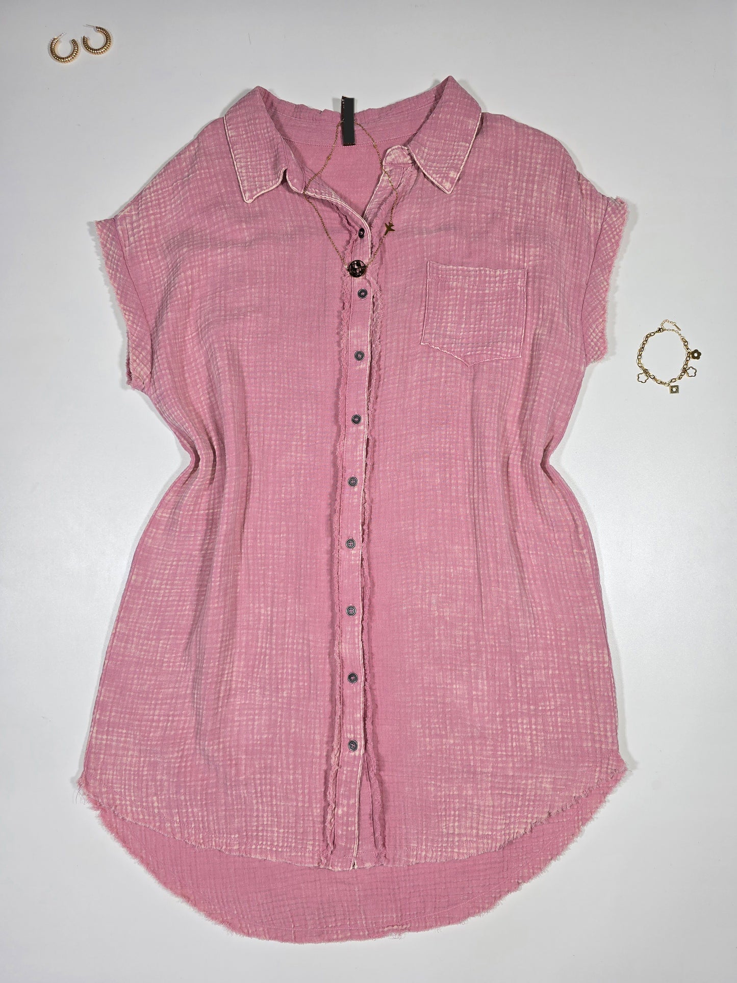 Gauze Button Down Dress