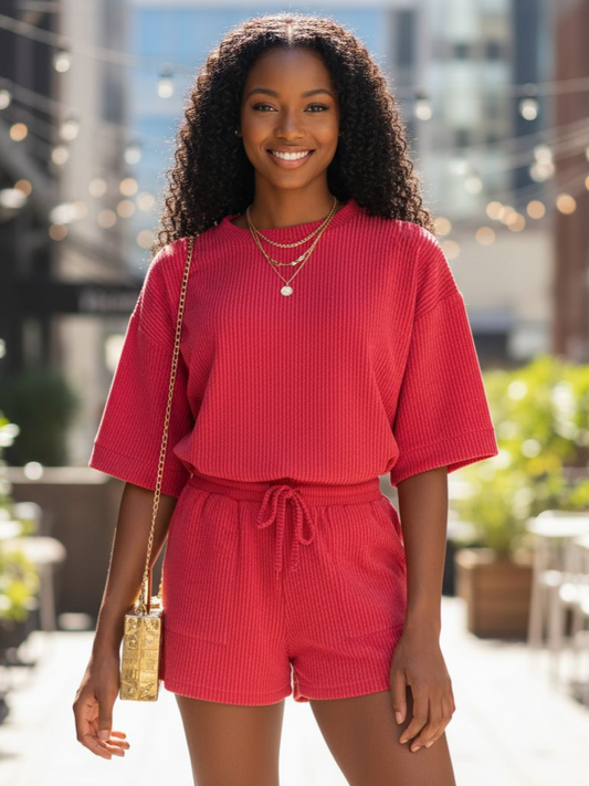 Rib Tee & Shorts Set