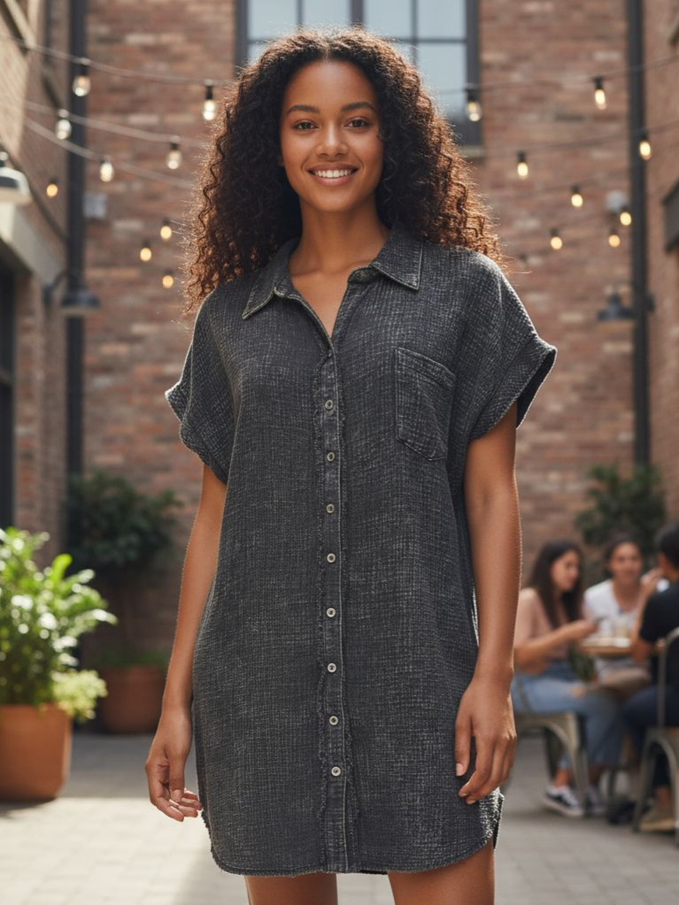 Gauze Button Down Dress
