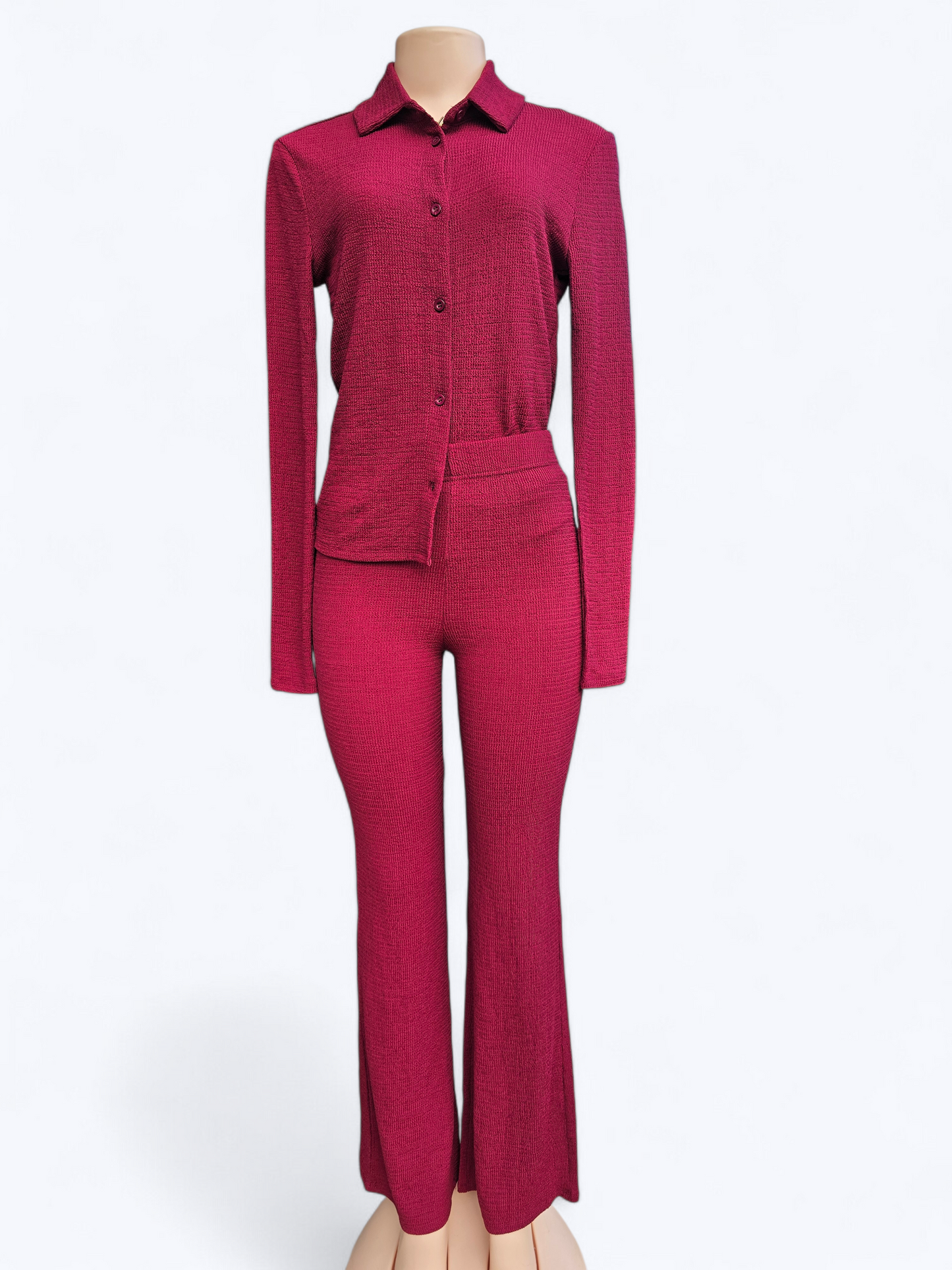 Knitted Top & Flare Pants Set